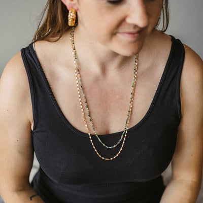 Collier mit Moss-Agate-Steinen