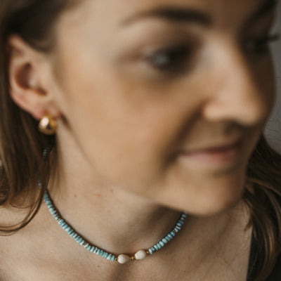 Vergoldete Larimar-Kette – Zwei Farbnuancen, eine besondere Energie