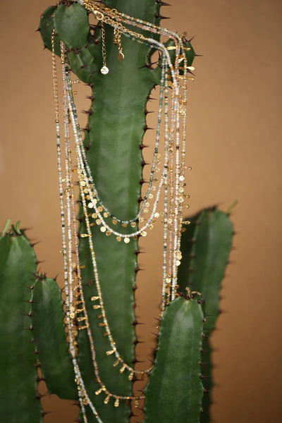 Halskette "Jade/Mondstein" Lang
